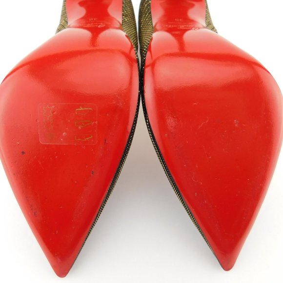 CHRISTIAN LOUBOUTIN Black & Gold Shimmer Pumps 39 - Picture 9 of 10